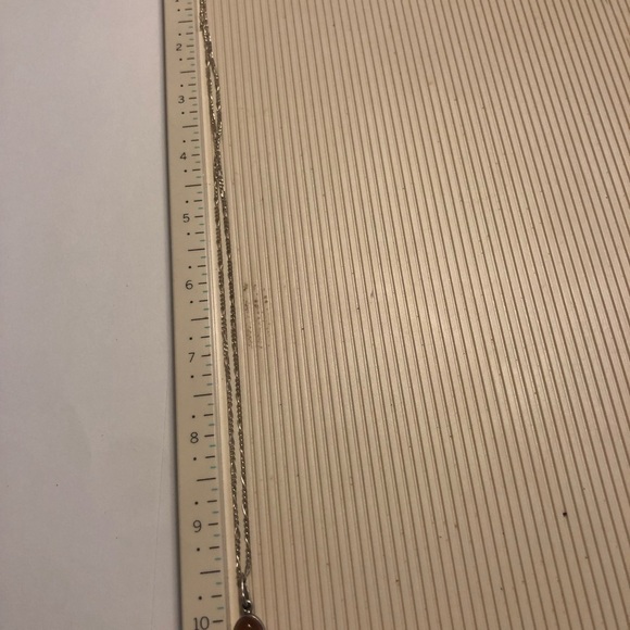 VTG Sterling Amber Pendant & Figaro Link Chain 18” & 1” - Picture 9 of 9